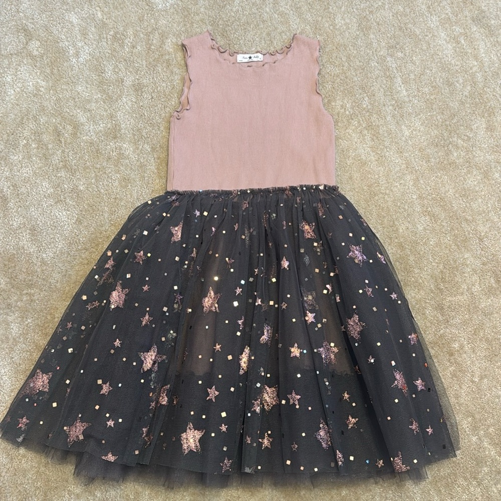Petite Hailey Girls ribbed & tulle dress- size 6